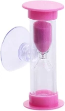 Pink_2 Minute Plastic Sand Timer Hourglass Sand Clock with Suction Cup Time F...