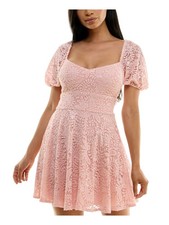 B DARLIN Womens Short Dress Pink Lined Open Lace-up Back Juniors 34