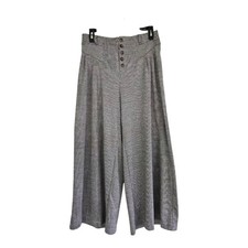 Anthropologie MAEVE Wide Crop Leg Pants Sz XS Plaid White Black Pull On