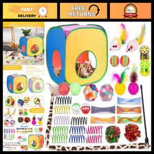 Interactive Cat Toy Set - 33 Pack for Indoor Cats, Includes Tunnel, Feather Wand