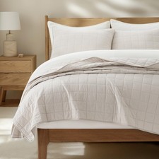 100 Cotton Box Stitch Quilt Bedding Set King Size 3 Pieces - Lightweight C