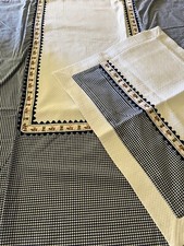 Blauen NWOT coverlet  pillow cover navy white check white pique bunnies ric rac