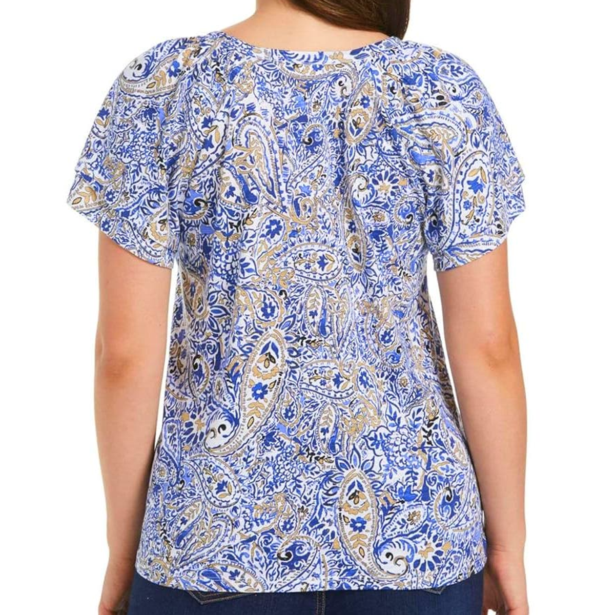 Perry Ellis, Rafaella Sportswear, V-Neck Paisley Blouse, Amparo