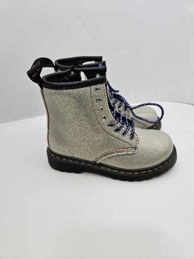 Dr Martens Kids Glitter Silver Lightshow Ankle Boots Youth Girls