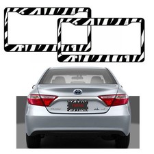 New 2pcs White Black Zebra Print Car Truck Suv License Plate Frames Made In Usa