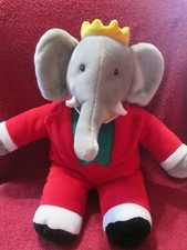 Gund Babar the Elephant Plush Vintage 1988 14" Stuffed Animal Red Suit