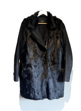Rrp 870 Maje Coat Black Real Lamb’s Leather Shearling Size 38 S/m Black New