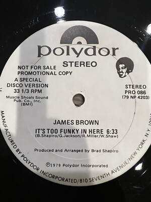 RARE James Brown It s To Funky In Here Disco Version Limited Release 12  Single