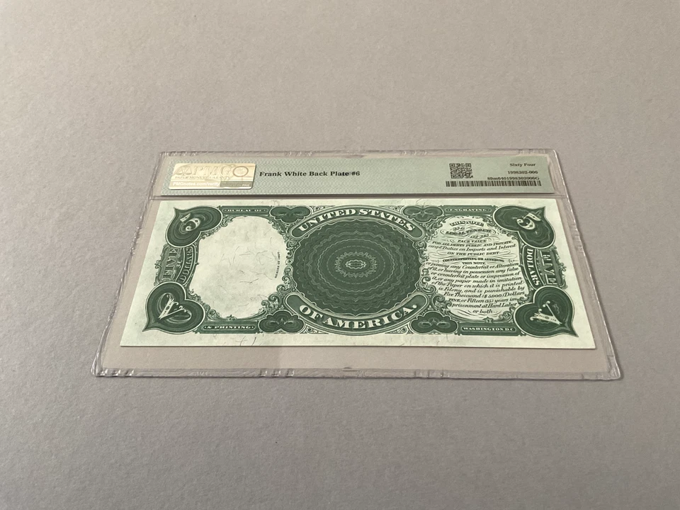 U.S. 5 Dollars FR 89m Mule 1907  PMG 64 - Image 3 of 4