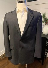 Ralph Lauren 42L gray stripped sports coat blazer wool