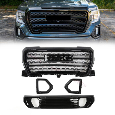#ad Fit 19 22 GMC Sierra 1500 Denali AT4 Front Grille Plateamp;Fog Bezel Kit Black 4pcs $140.89
