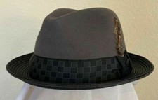 STACY ADAMS SALE * MEN GREY PORK PIE HAT * M * NEW FEDORA DRESS WOOL ROCKER PIMP