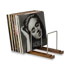 75 LP Vinyl Record Storage Holder, Solid Walnut Wood Record Holder for albums...
