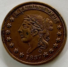 Hard Times Token 1837 Liberty Not one Cent for Tribute Millions for Defence HT47