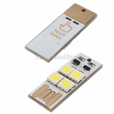 2pcs 4led night light card lamp keychain white pocket mini USB touch switch 4LED