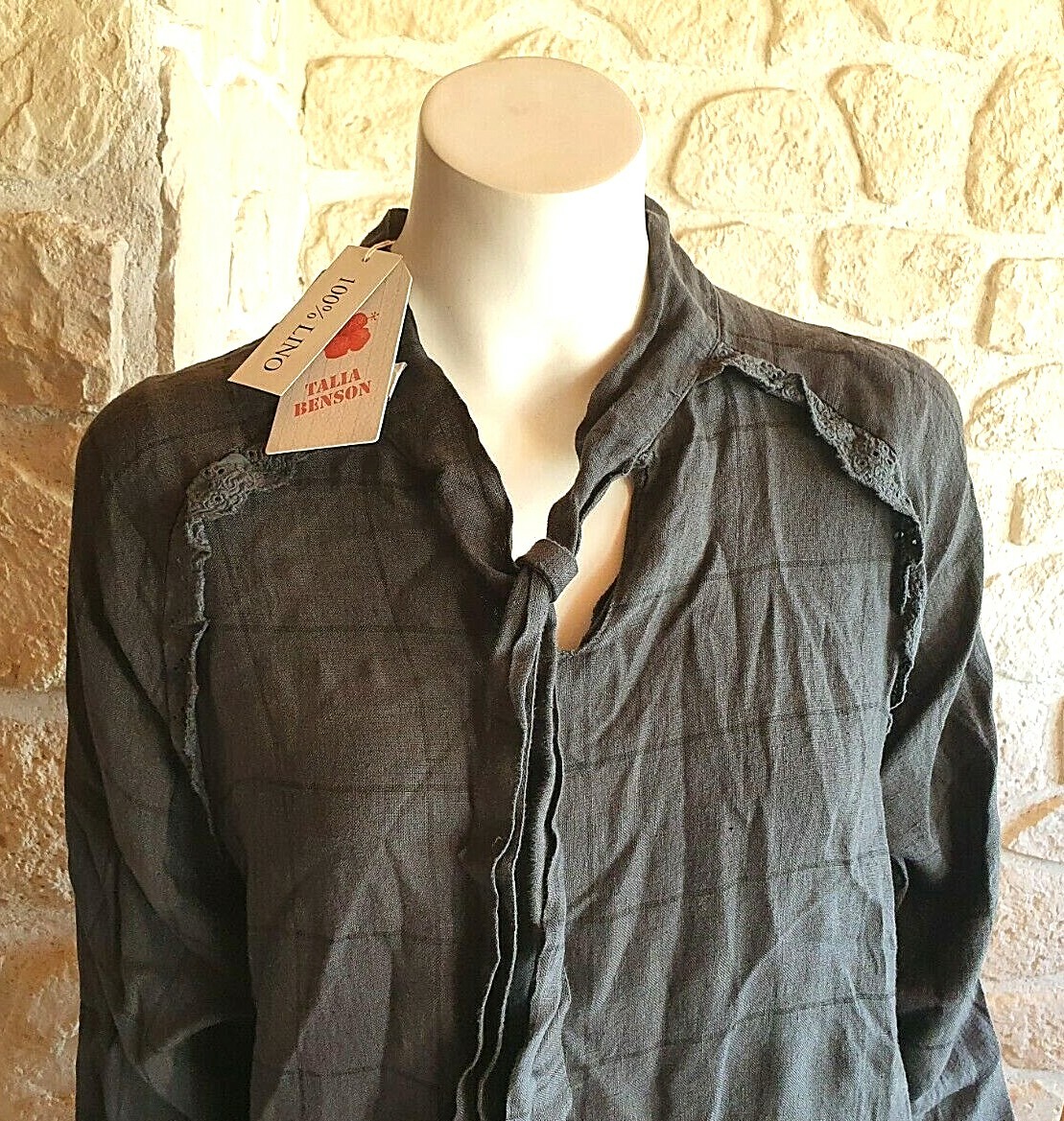 Robe Talia Benson 100% Lin Grise - Taille XL - Longueur Genou - Sans étiquette