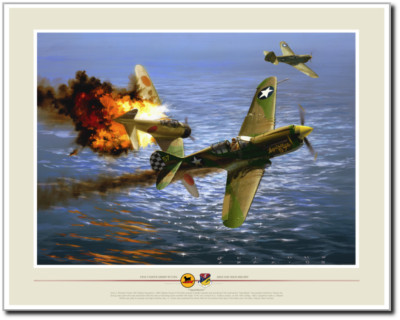 49th Fighter Group Action - Dogfight Over Oro Bay by Jack Fellows - P-40 Warhawk