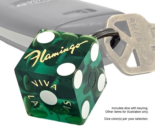 Novelty Key Ring Featuring Authentic Vegas Tahoe or Reno Casino Dice Red - Picture 5 of 7