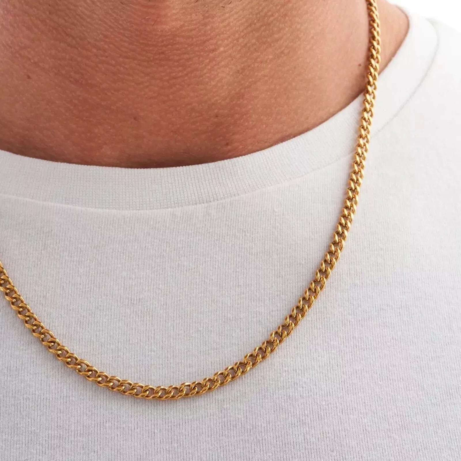 Chaîne maillon cubaine en or 5 mm acier inoxydable 18 carats chaîne maillon hip hop cubain Miami