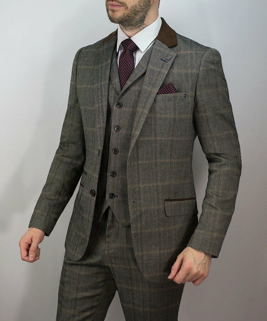 36R Cavani Tweed Piece Peaky Blinders Wedding Fashion Suit
