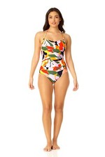 Anne Cole Women's Standard Twist Front Shirred One Piece Swimsuit Multi Size 6