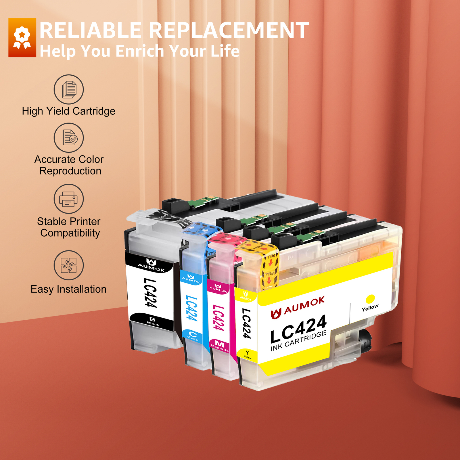 LCL Kompatible Tintenpatrone LC-424 – 2x Schwarz, Für Brother DCP-J1200W/DCP-J1200WE