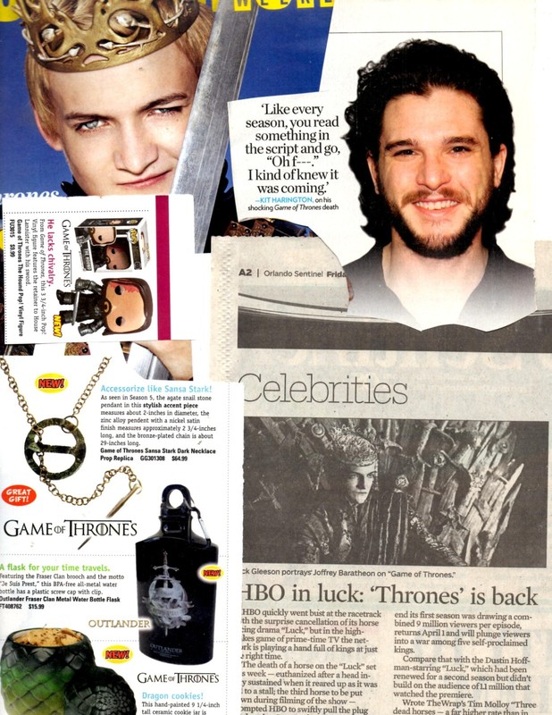Game of Thrones: 75+  original, separate clippings pages lot Kit Harington etc