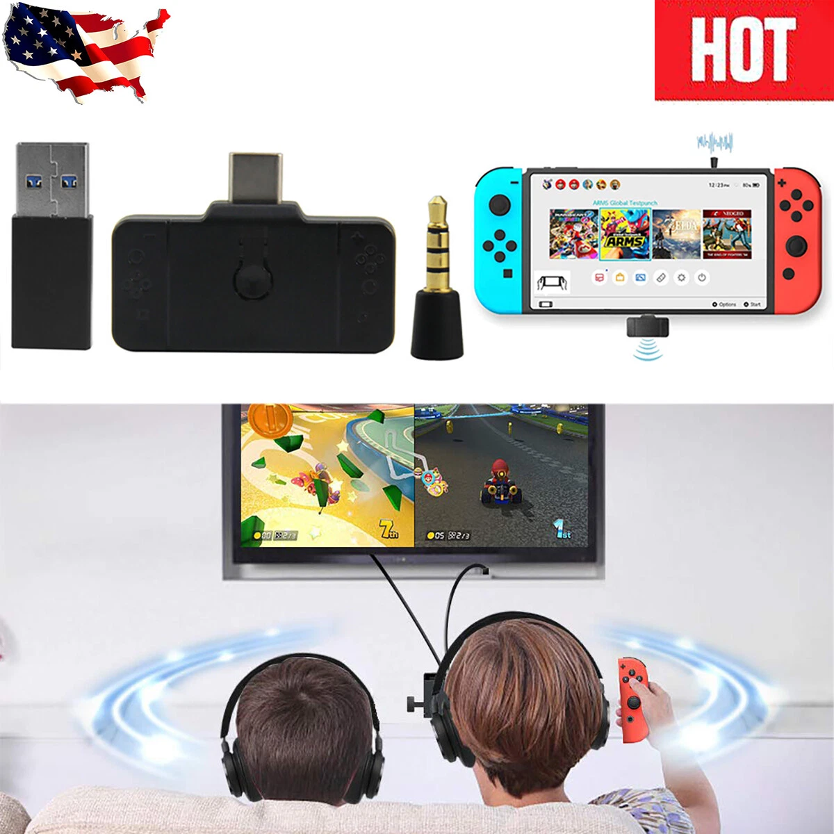 Bluetooth Headset Audio Adapter for Switch/Sony PS4/PS5/PC