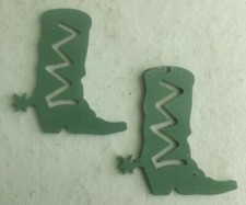 Two Small Metal Laser Cut Art Deco Cowboy Boots-3    Tall