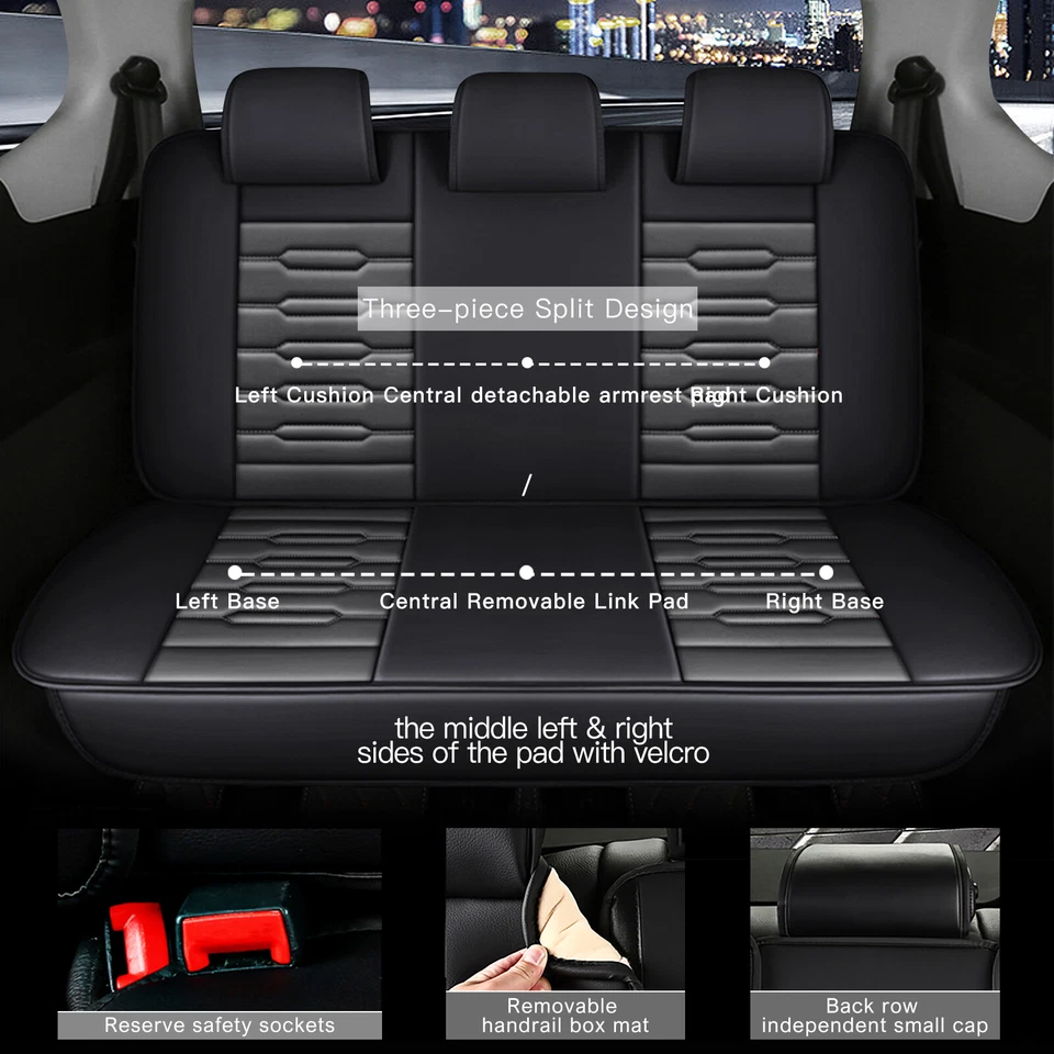 Pu Leather Car Seat Covers Full Set Cushion Grey Pad For JEEP Liberty 2006-2012 Foto 3 de 4