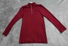 Rouge Shirt Top Women's One Size Plus Burgundy High Neck 1/4 Zip Long Sleeve