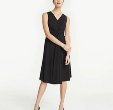 NWT Petite Matte Jersey Knot Front Midi Dress - Black - Size X Small Petite