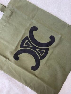 Authentic CELINE Novelty Tote Bag Eco bag Triomphe Green