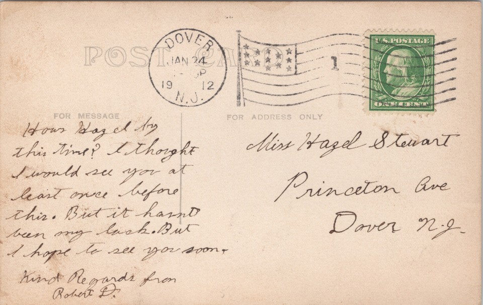 Postmarked Dover, New Jersey NJ, Tent, Canoes, Message RPPC, Real Photo ...