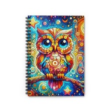 Spiral Notebook Ruled Line Bright and Colorful Owl Design 10 Gift Everyday