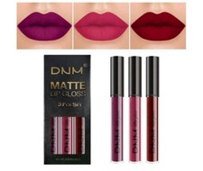 DNM 3 piezas Juegos de lápiz labial líquido mate púrpura oscuro rojo rosa rosa para mujeres negras...