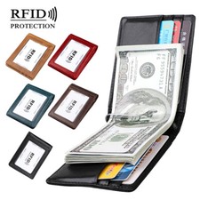 Slim Wallet with Money Clip RFID Blocking Bifold Wallet Mens Leather Card Holder