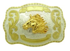 Horse HEAD Belt Buckle Men Women Western Cowboy Rodeo GOLD SILVER METAL SQUARE