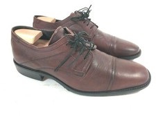 Men  s JOHNSTON  MURPHY Brown Red Sheepskin Leather Cap Toe Oxfords Size 9 M