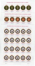 USPS US Navy Marines Army 250th Anniversary Sheet of 20 Forever Stamps - MNH
