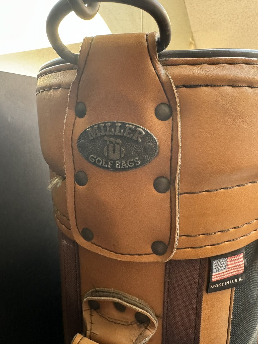 Vintage Ron Miller Pro Model Golf Bag Leather Green/Brown 6 Vintage Ron Miller Pro Model Golf Bag Leather Green/Brown 6