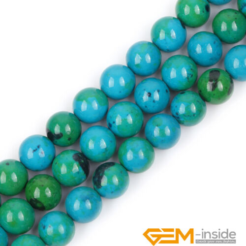 8mm Painted Green Chrysocolla Gems Round Beads For Jewelry Making Strand 15"  - Afbeelding 1 van 13