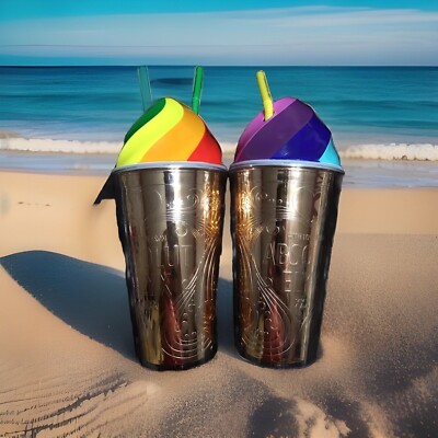 Absolut Rainbow Drinking Cup 16oz  Set Of Two. Hard To Find