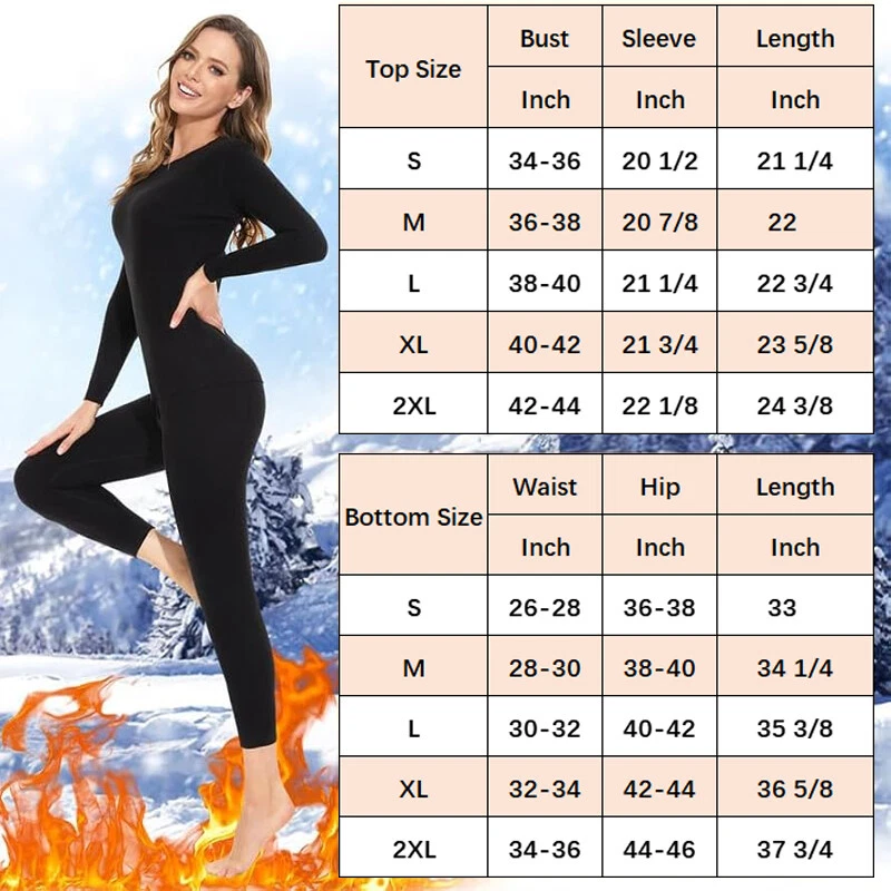 Muezna Set di biancheria intima termica da donna, lunga