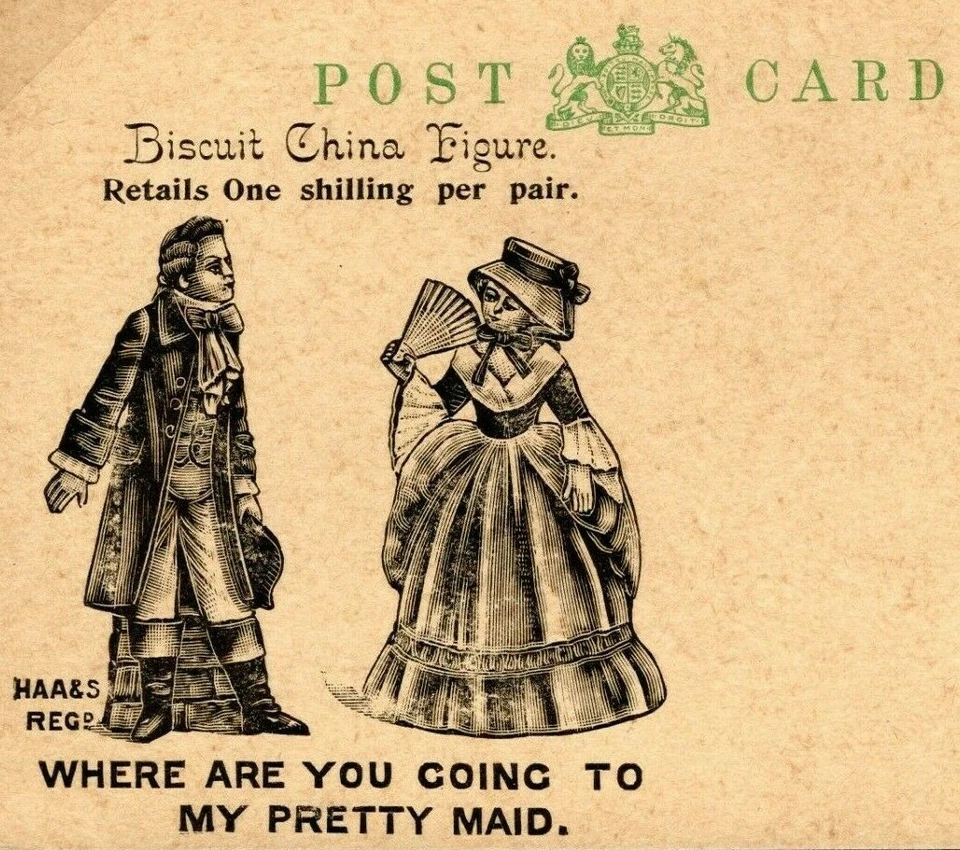 GB ADVERT  KEVII Stationery Card *CHINA FIGURES* Abrahams London POTTERY MC191a - Image 2 of 4