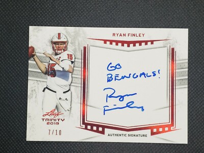 RYAN FINLEY 2019 Leaf Trinity RC Ruby Red AUTO SP #7/10 Go Bengals! Inscription