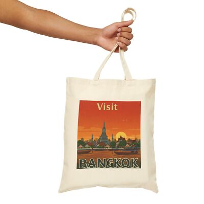 Visit Bangkok Cotton Canvas Tote Bag, Travel Tote, Eco-Friendly Bag, Beach Bag,