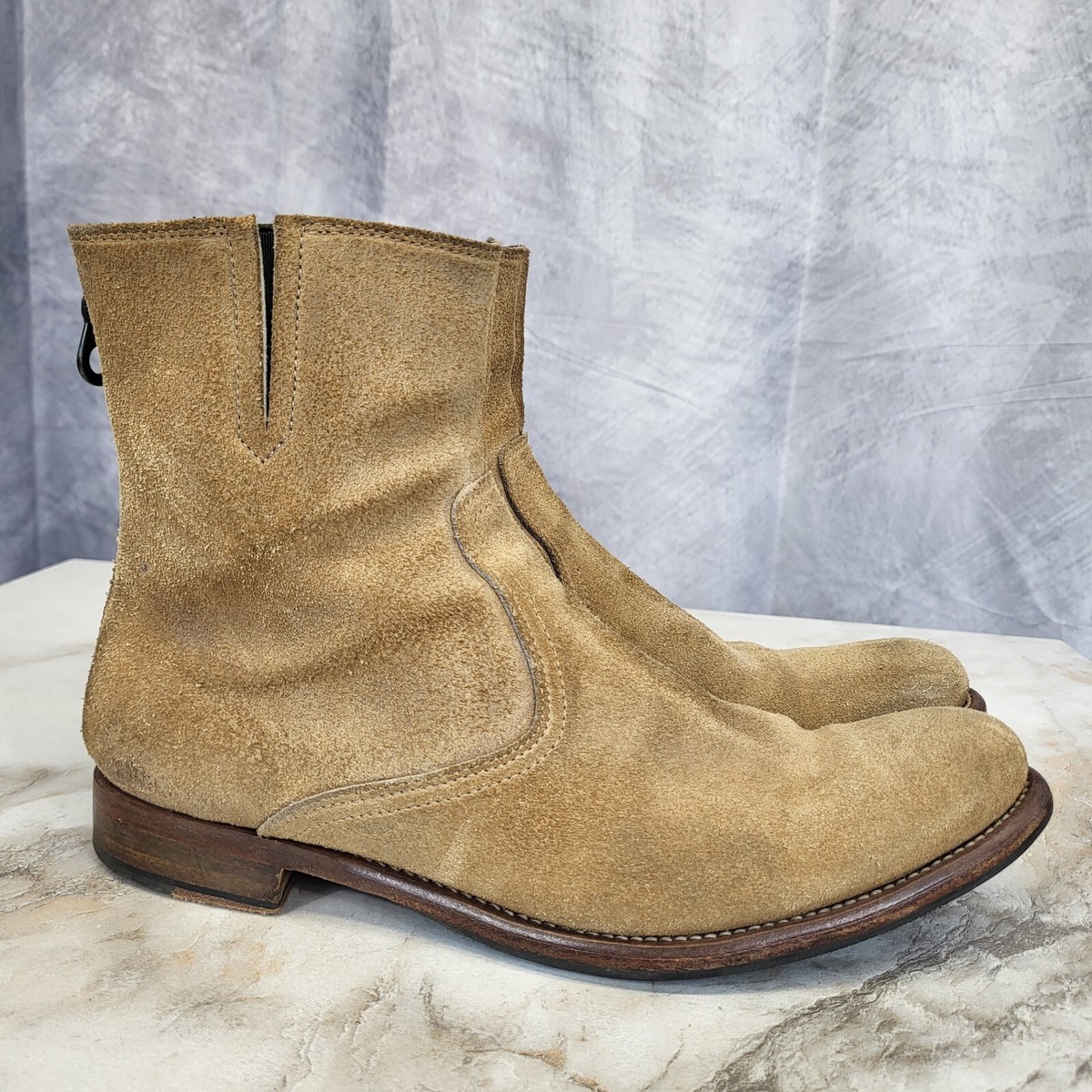 Paul Smith SUEDE Mid Calf Western Boots Back Zip Women's Size 38