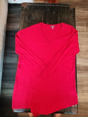 Women's Vince Camuto Large V Neck Odd Tailored Bottom Long-sleeved Top L