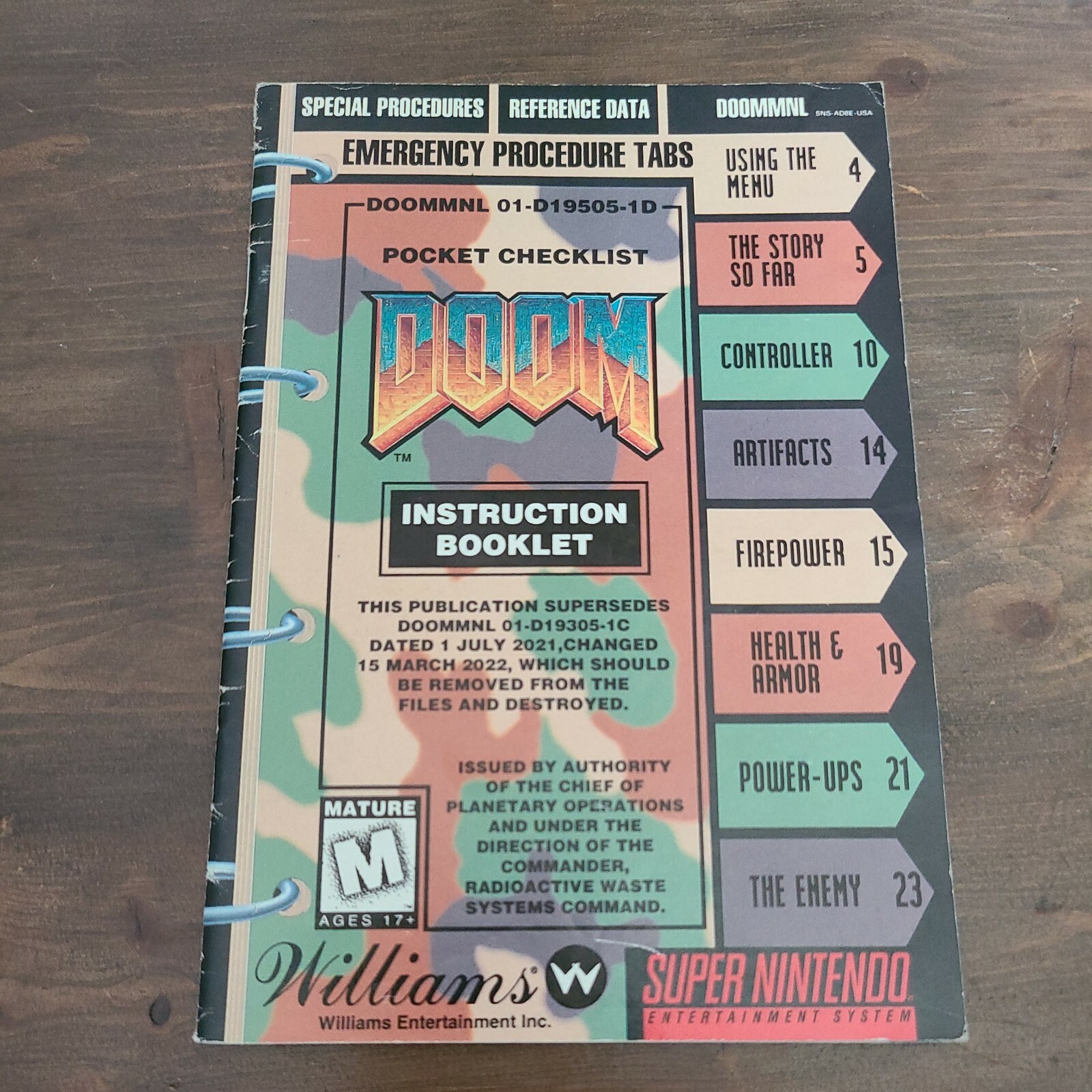 POCKET CHECKLIST DOOM INSTRUCTION BOOKLET ONLY SUPER NINTENDO 1991 | eBay